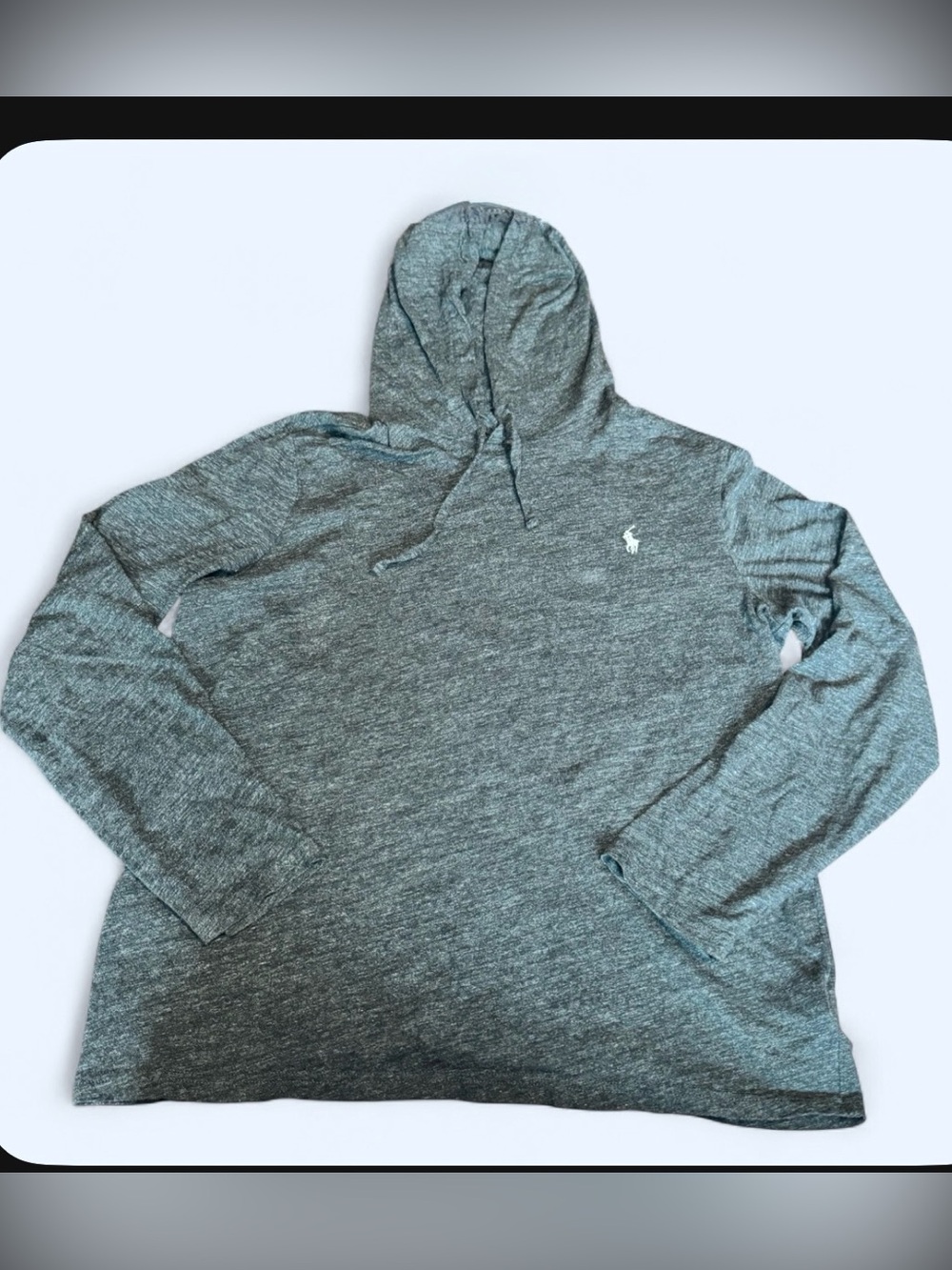 Polo by Ralph Lauren Men’s Heathered Green Hooded Pullover chest logo white szL